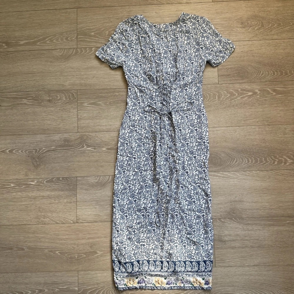 VTG‎ CDC Dress Size 2 Paisley Print Cottagecore Farm Corset Full Button Front - Picture 2 of 14